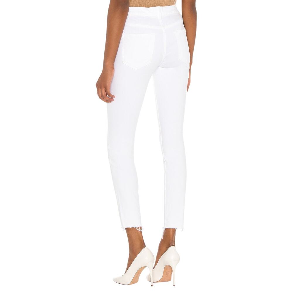 MOTHER Pixie Ankle Fray Skinny Jeans 28 White Button Fly Frayed Hem Clean Girl - Picture 2 of 16